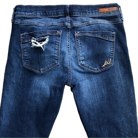 Express Jeans Distressed Darkwash Mid-Rise Legging Denim Jeans - Picture 4 of 5